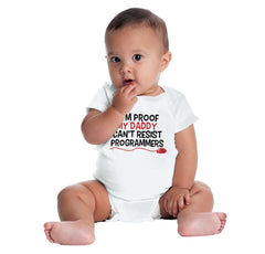 Cant Resist Programmers Romper Bodysuit-Direct To Garment Print-Brisco Baby