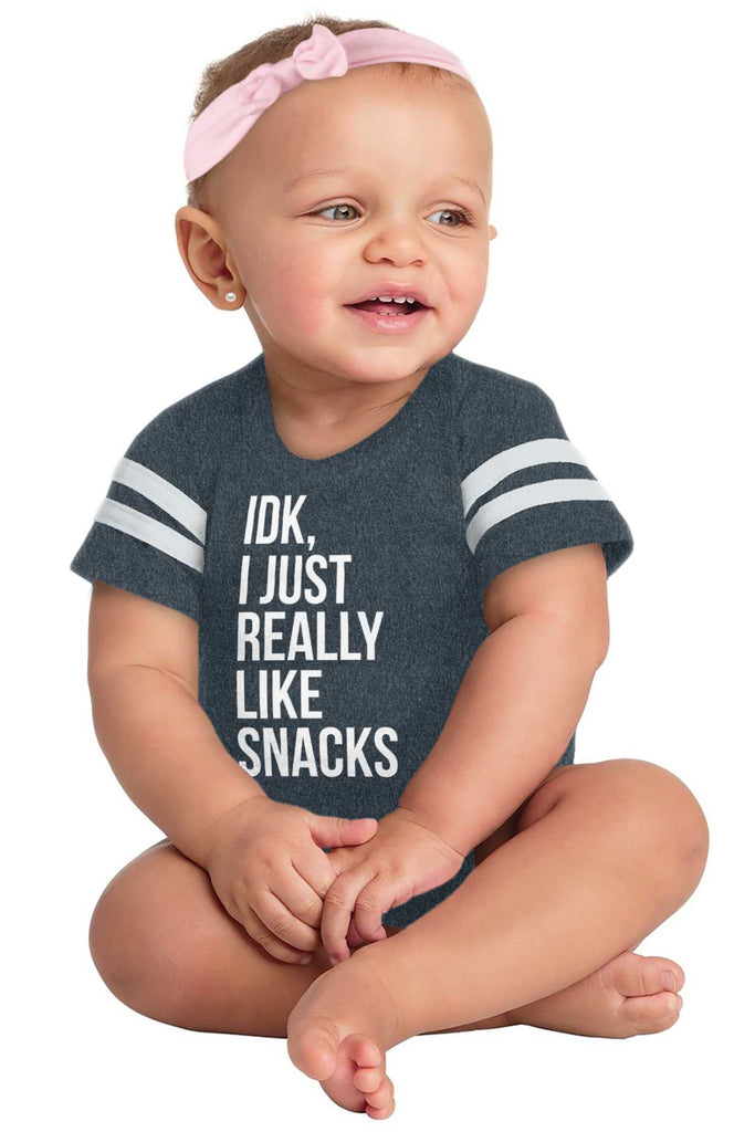 Really Like Snacks Football Romper Bodysuit-Direct To Garment Print-Brisco Baby