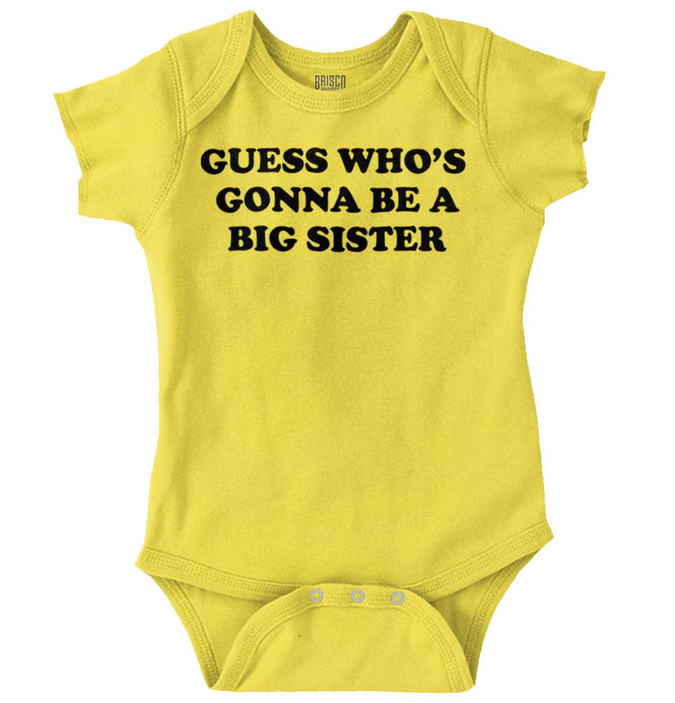 Guess Who's Gonna Be A Big Sister? Romper Bodysuit-Direct To Garment Print-Brisco Baby