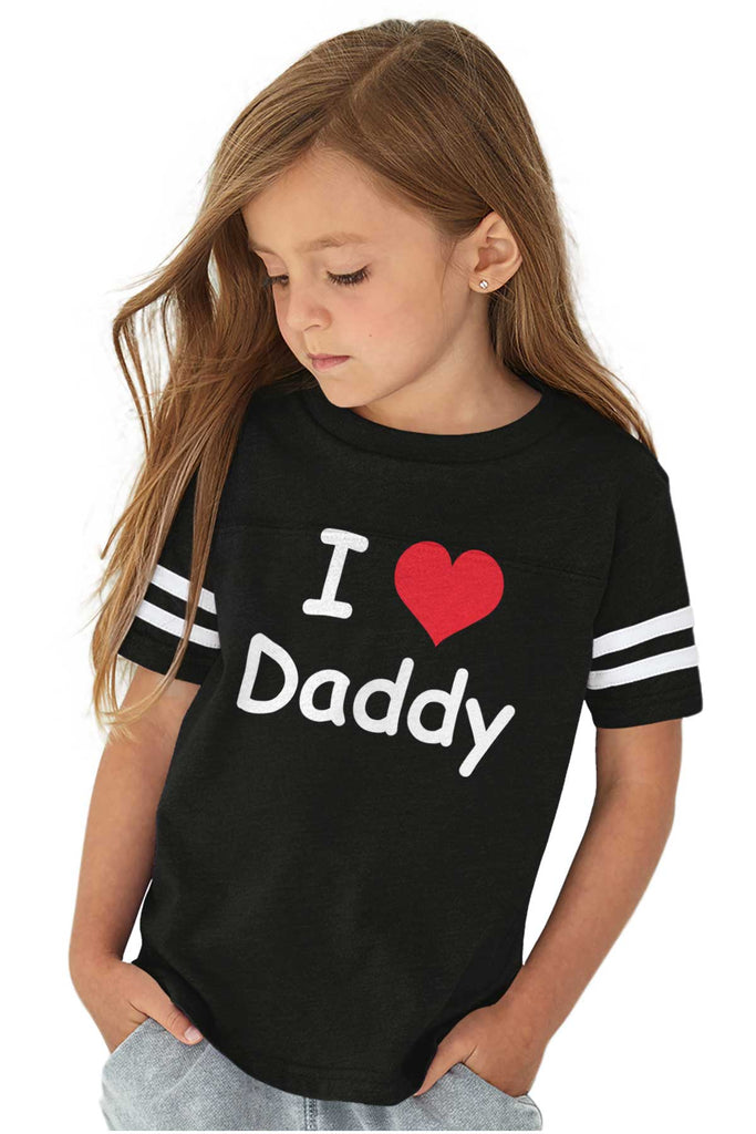 I Heart Daddy Toddler Football Jersey Tee-Direct To Garment Print-Brisco Baby