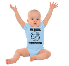 What Me Likes Romper Bodysuit-Direct To Garment Print-Brisco Baby