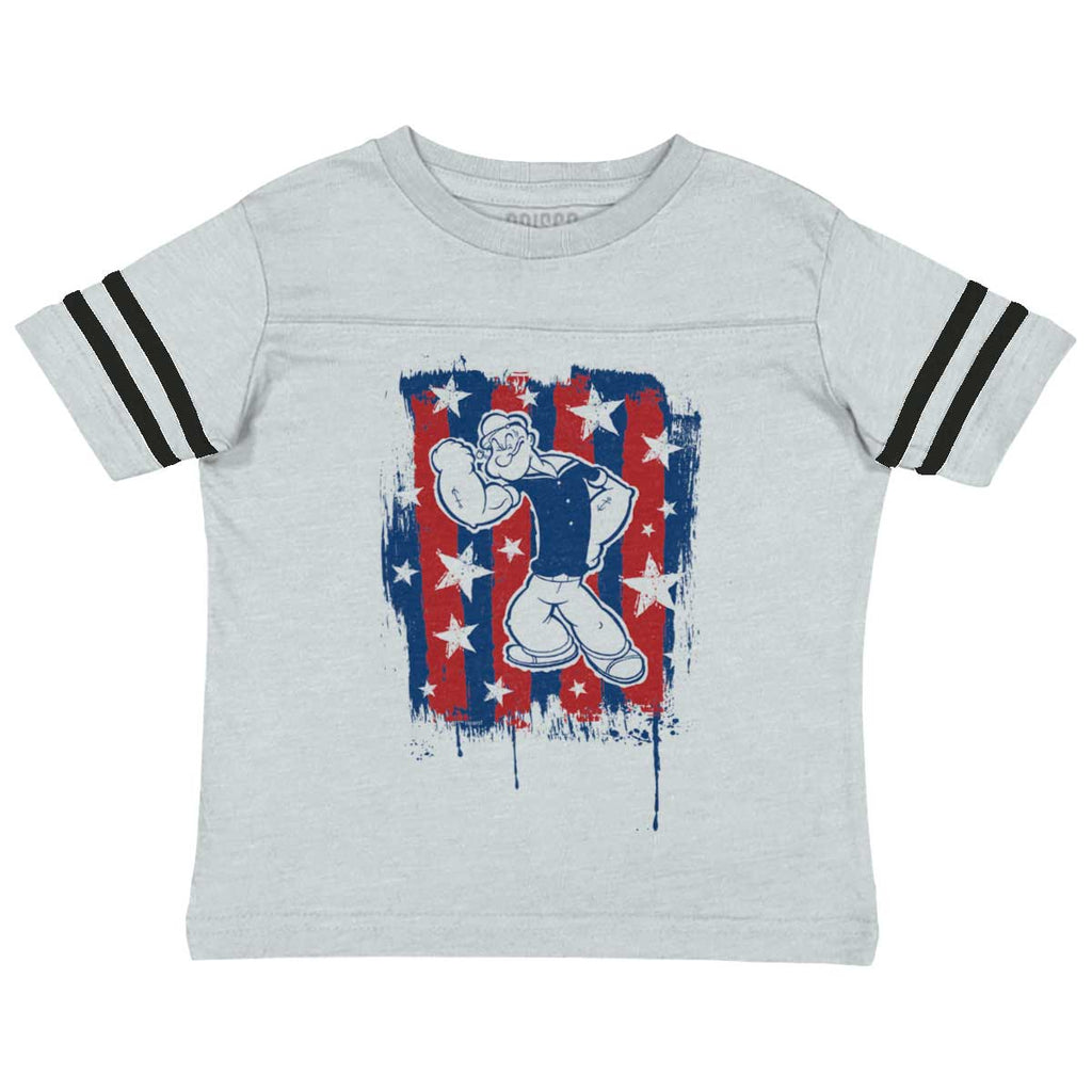 Stars Stripes Popeye Toddler Football Jersey Tee-Direct To Garment Print-Brisco Baby