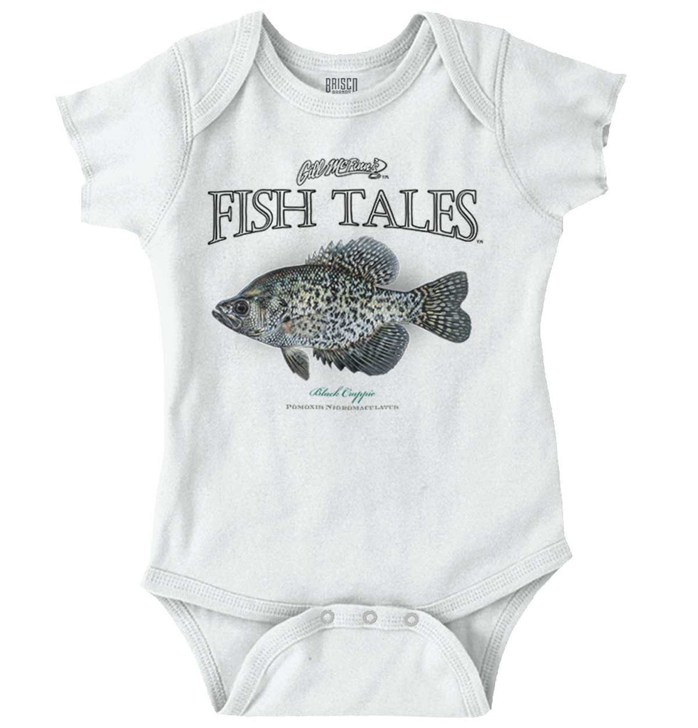 Black Crappie Fishing Romper Bodysuit-Direct To Garment Print-Brisco Baby