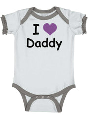 I Heart Daddy Baby Ruffled Trim Romper-Direct To Garment Print-Brisco Baby
