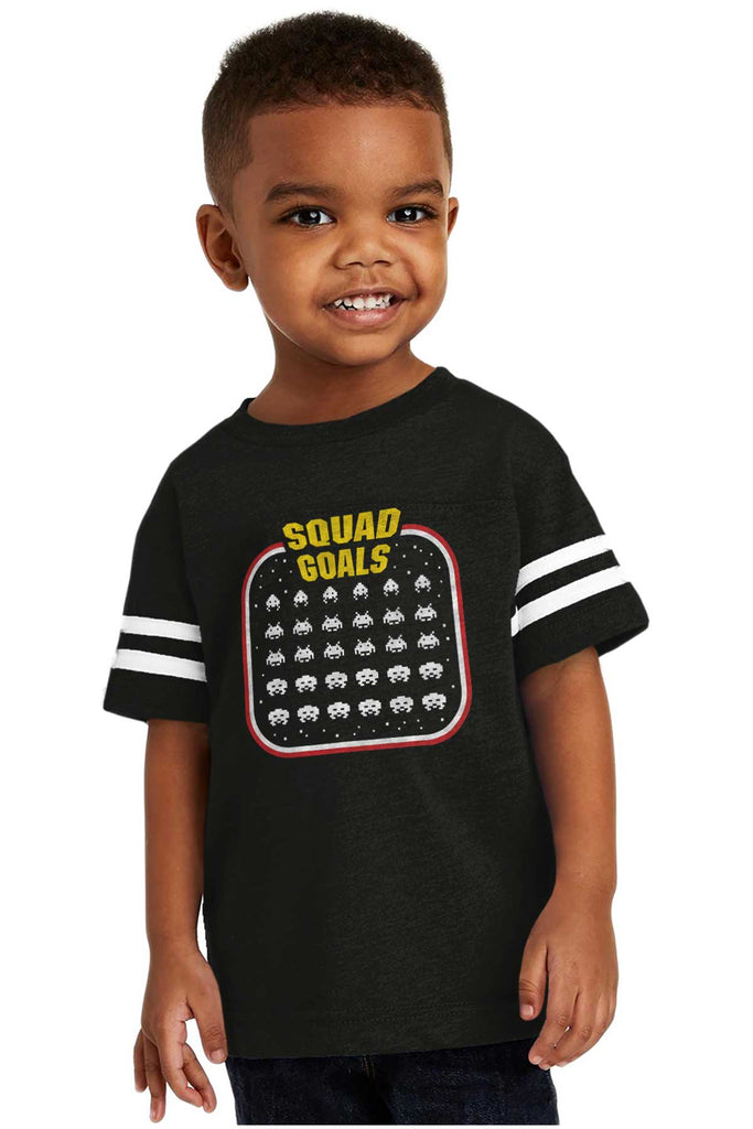 Squad Goals Video Gaming Nerd Toddler Football Jersey Tee-Direct To Garment Print-Brisco Baby