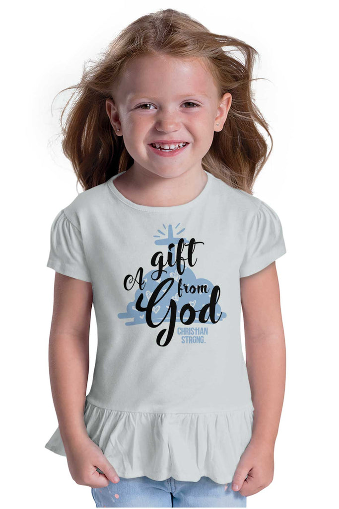 Gift From God Toddler Ruffle Bottom Tee-Direct To Garment Print-Brisco Baby