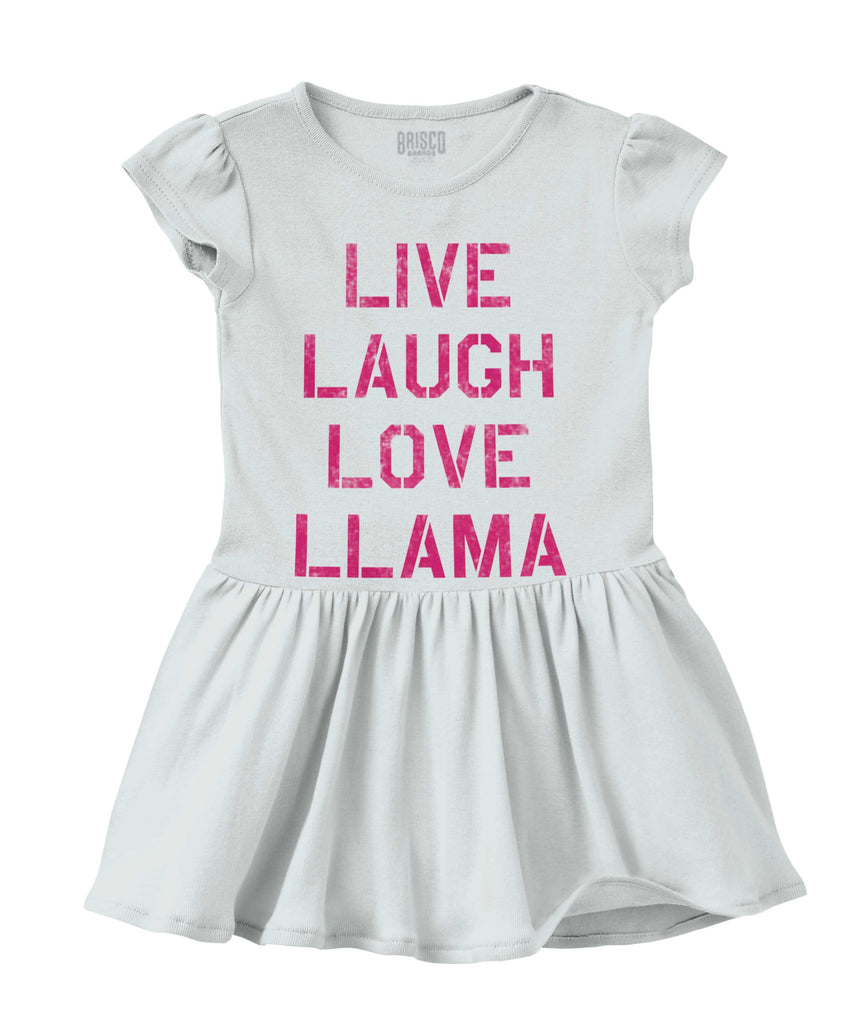 Live Laugh Llama Solid Baby Infant Dress-Direct To Garment Print-Brisco Baby