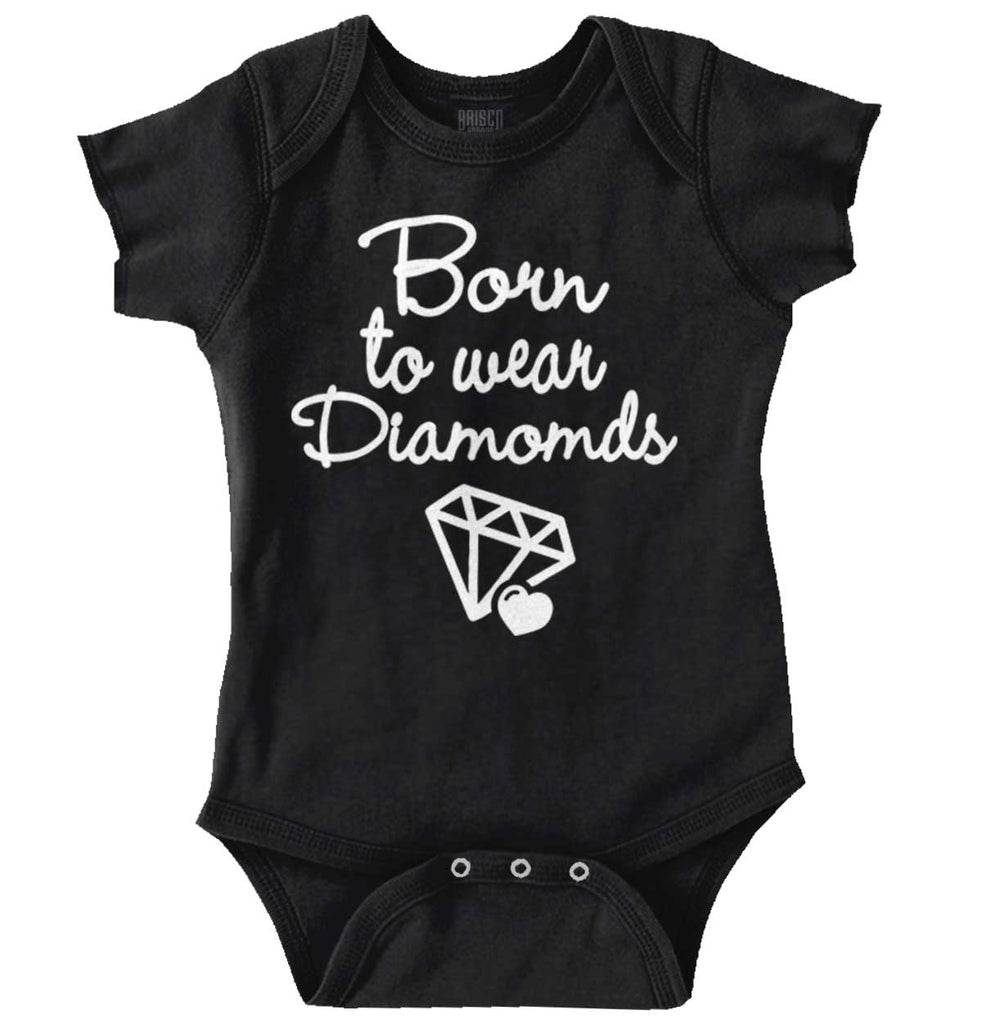 Born To Wear Diamond Romper Bodysuit-Direct To Garment Print-Brisco Baby