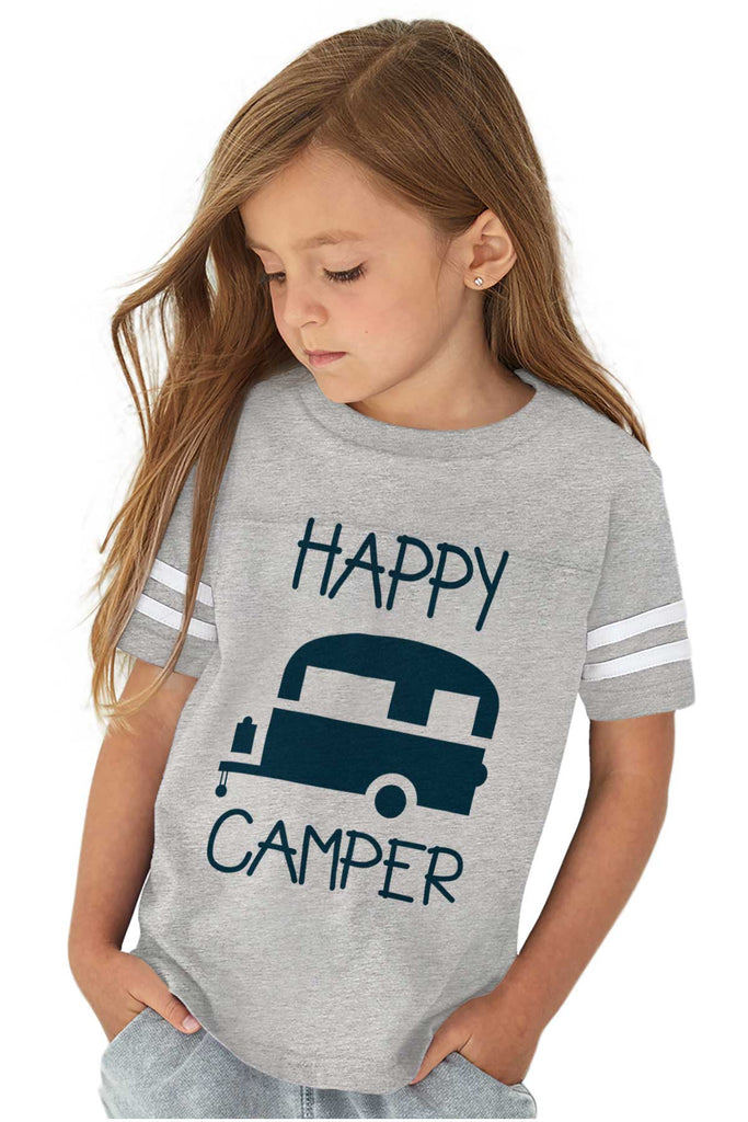 Happy Camper Toddler Football Jersey Tee-Direct To Garment Print-Brisco Baby