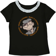 Make It Strong Toddler Ruffled Trim T-Shirt-Direct To Garment Print-Brisco Baby