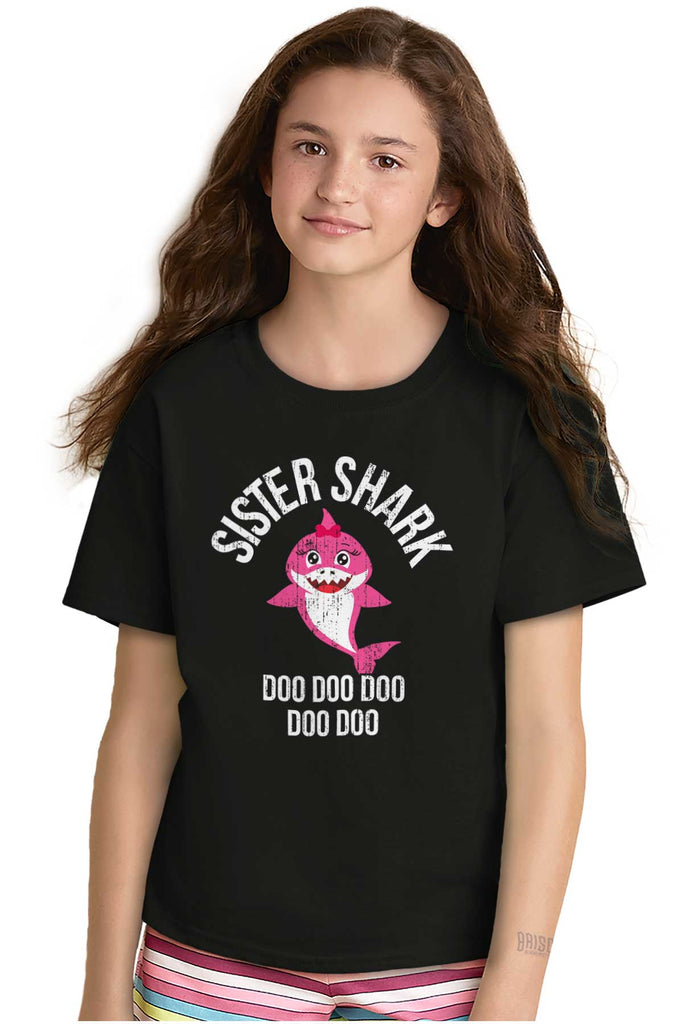 Cartoon Sister Shark Youth T Shirt-Direct To Garment Print-Brisco Baby