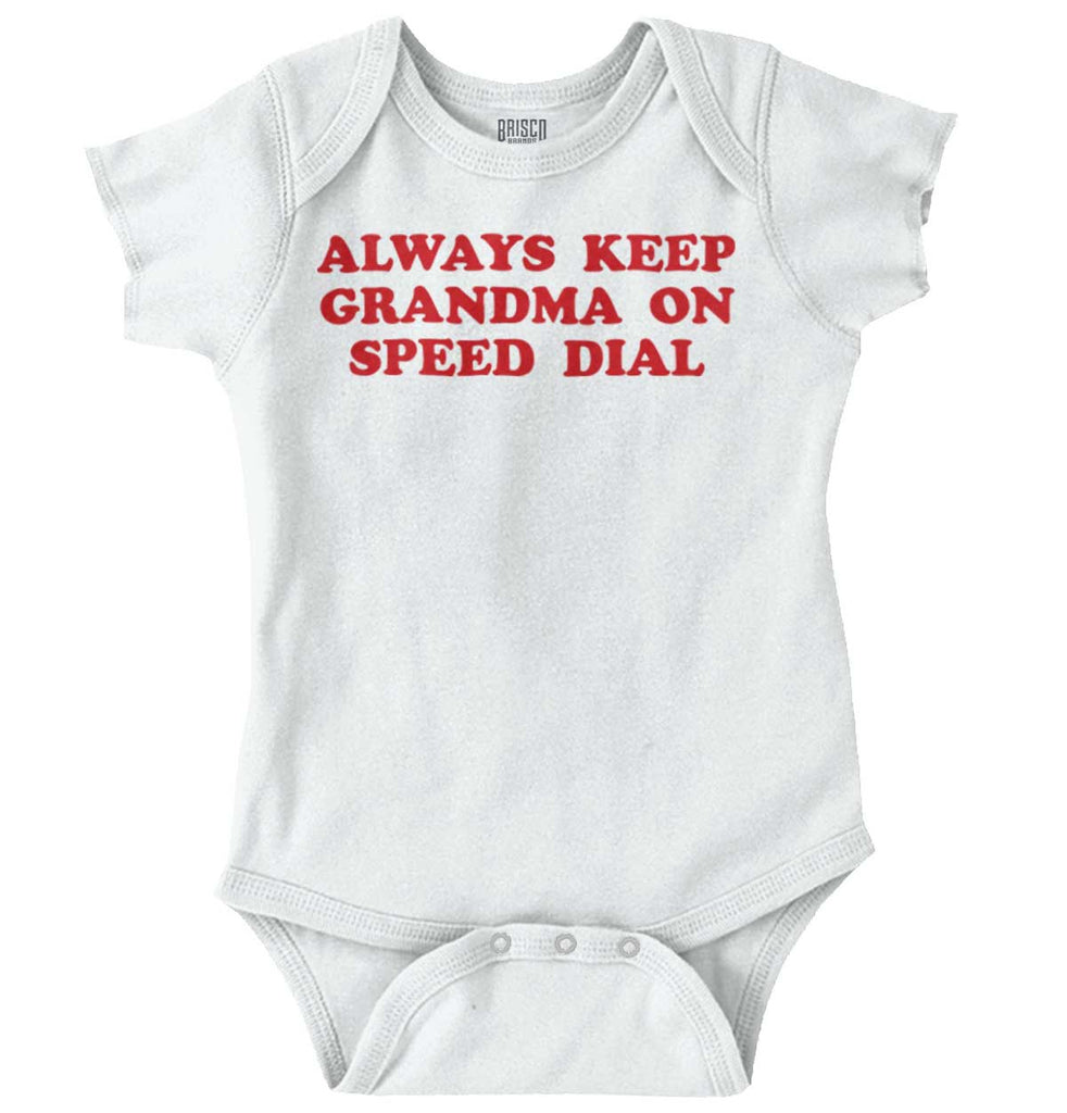 Always Keep Grandma Speed Dial Romper Bodysuit-Direct To Garment Print-Brisco Baby