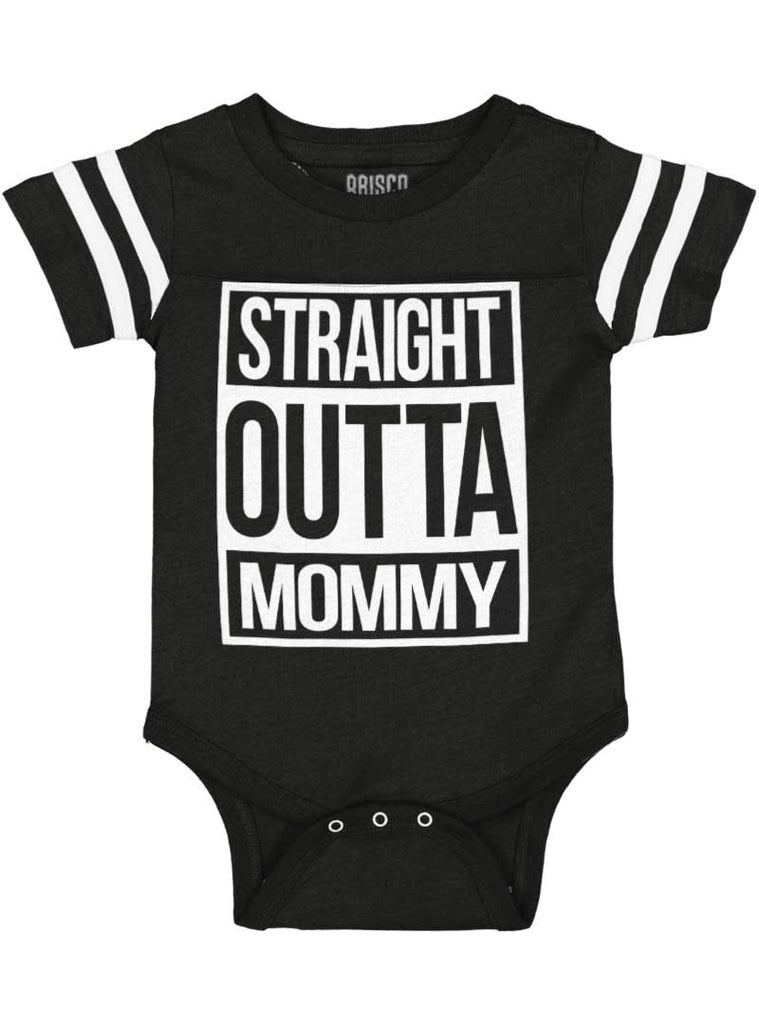 Straight Outta Mommy Football Romper Bodysuit-Direct To Garment Print-Brisco Baby