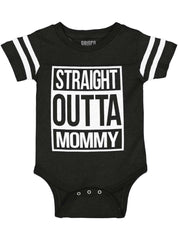 Straight Outta Mommy Football Romper Bodysuit-Direct To Garment Print-Brisco Baby