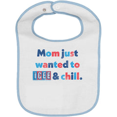 Icee & Chill Trimmed White Snap Bib-Direct To Garment Print-Brisco Baby