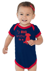 Brother is a Dog Baby Ruffled Trim Romper-Direct To Garment Print-Brisco Baby