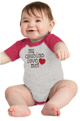 Cousins Love Me Raglan Romper Bodysuit-Direct To Garment Print-Brisco Baby