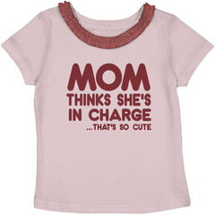 In Charge Toddler Ruffled Trim T-Shirt-Direct To Garment Print-Brisco Baby