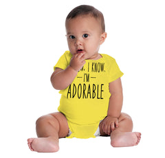 I Know I'm Adorable Romper Bodysuit-Direct To Garment Print-Brisco Baby