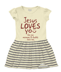Jesus Loves You Baby Striped Skirt Dress-Direct To Garment Print-Brisco Baby