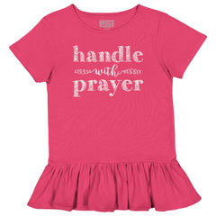 Handle With Prayer Toddler Ruffle Bottom Tee-Direct To Garment Print-Brisco Baby