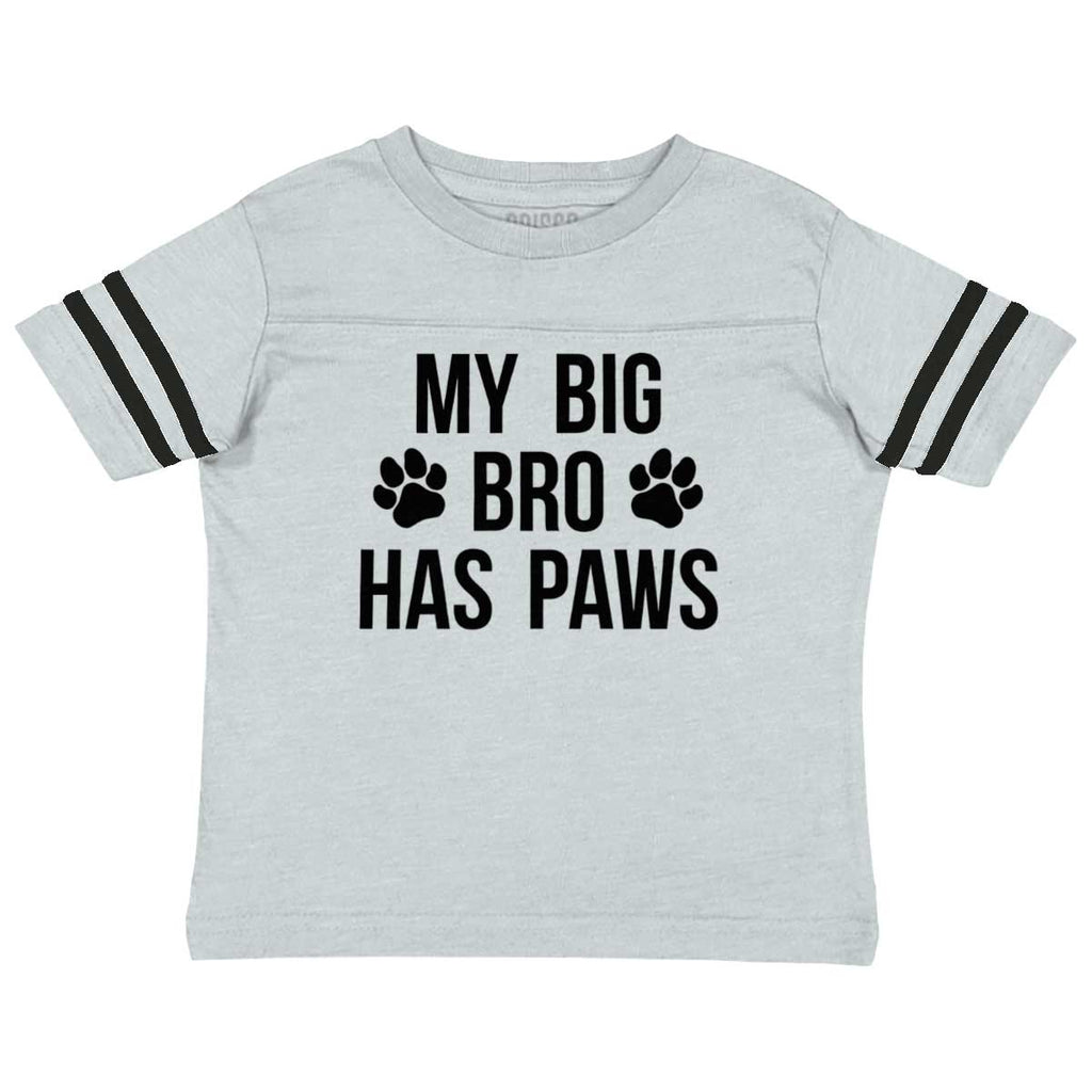 Big Bro Has Paws Toddler Football Jersey Tee-Direct To Garment Print-Brisco Baby