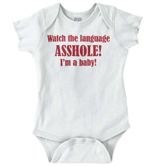 Watch The Language Romper Bodysuit-Direct To Garment Print-Brisco Baby