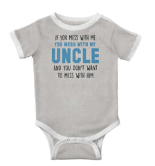 Mess With My Uncle Ringer Romper Bodysuit-Direct To Garment Print-Brisco Baby