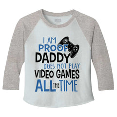 Daddy Plays Video Games Toddler Baseball-Direct To Garment Print-Brisco Baby