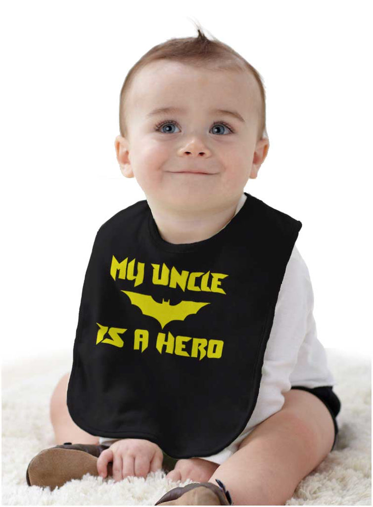 Uncle Is Bat Hero Infant Baby Bib-Direct To Garment Print-Brisco Baby