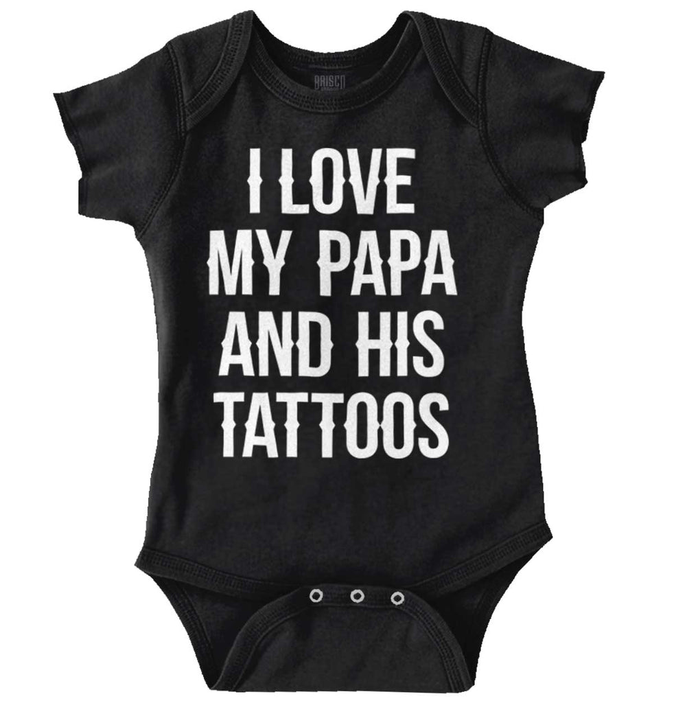 I Love Papa And Tattoos Romper Bodysuit-Direct To Garment Print-Brisco Baby