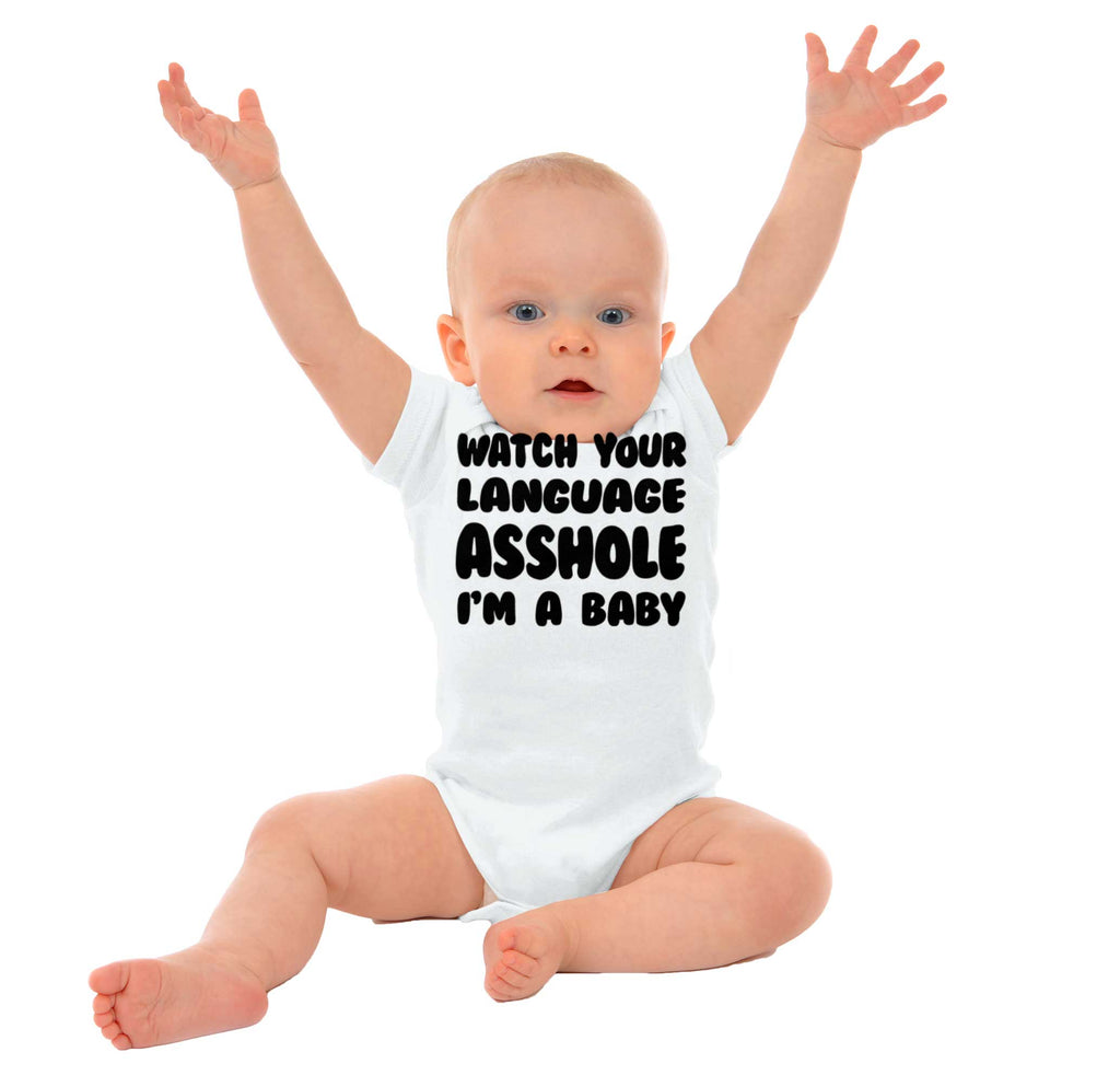 Watch Your Language Romper Bodysuit-Direct To Garment Print-Brisco Baby