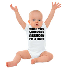 Watch Your Language Romper Bodysuit-Direct To Garment Print-Brisco Baby