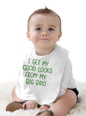 Good Looks From My Big Bro Infant Baby Bib-Direct To Garment Print-Brisco Baby
