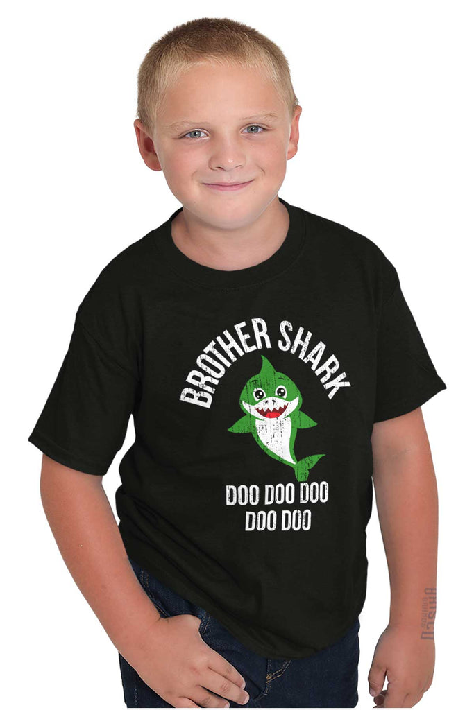Cartoon Brother Shark Youth T Shirt-Direct To Garment Print-Brisco Baby