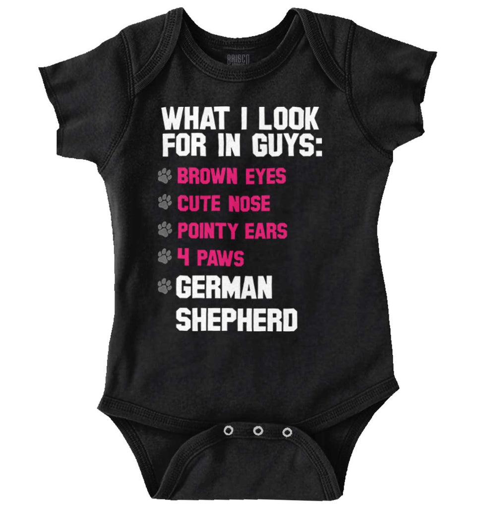 German Shepherd List Romper Bodysuit-Direct To Garment Print-Brisco Baby