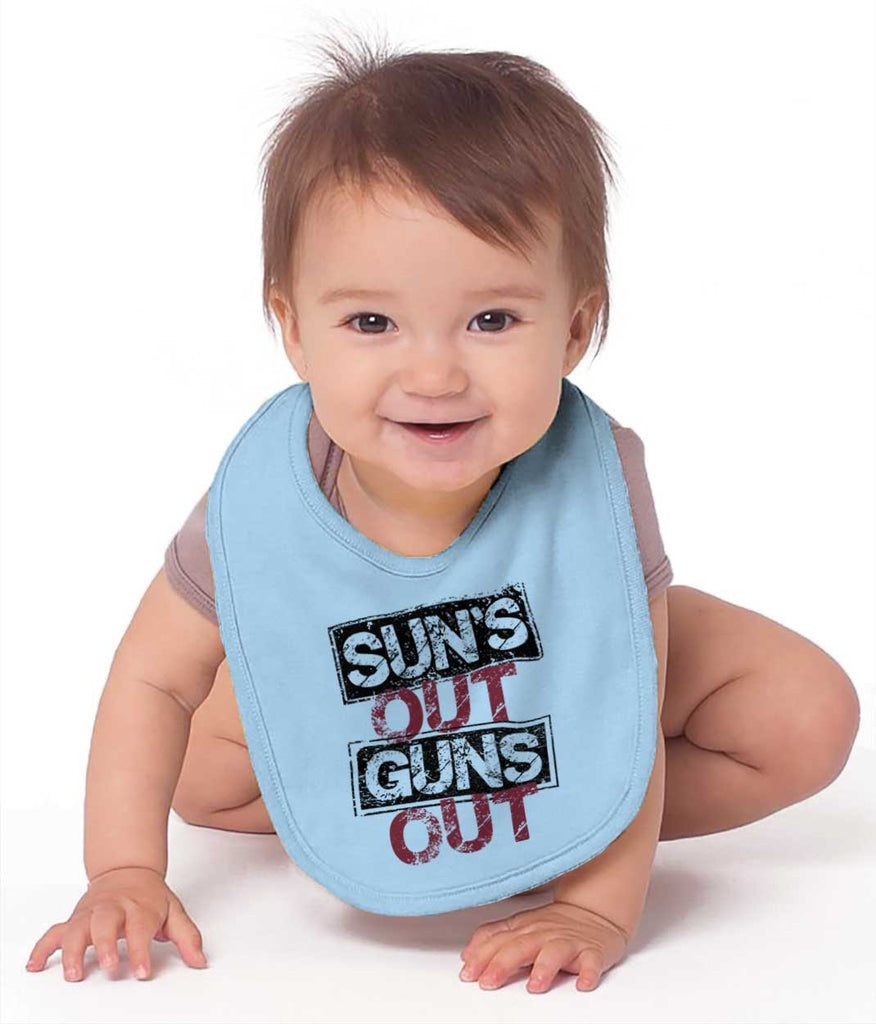 Guns Out Infant Baby Bib-Direct To Garment Print-Brisco Baby