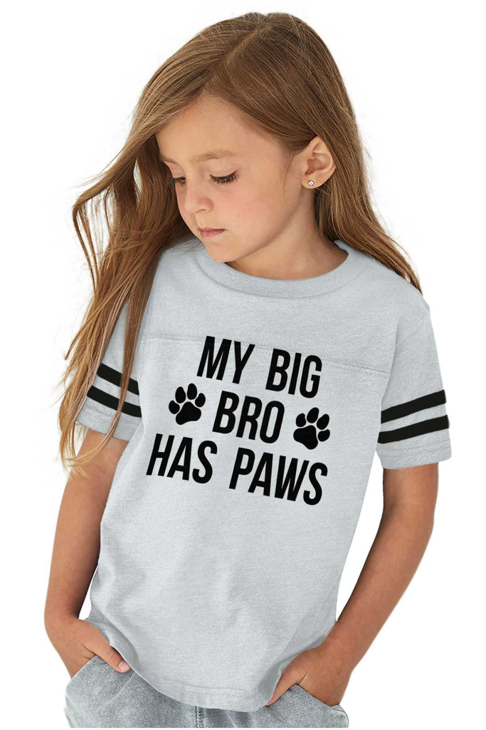 Big Bro Has Paws Toddler Football Jersey Tee-Direct To Garment Print-Brisco Baby