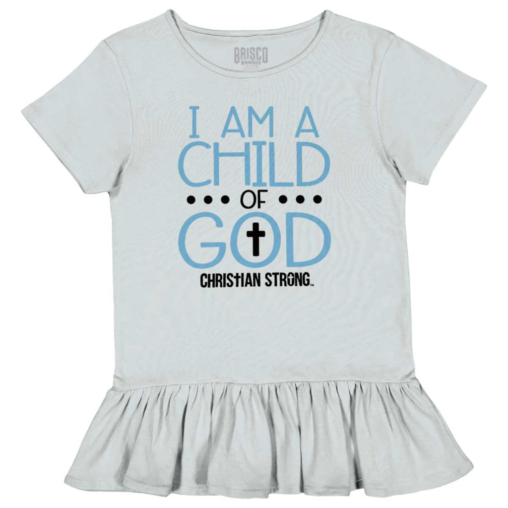 Cross Of God Toddler Ruffle Bottom Tee-Direct To Garment Print-Brisco Baby