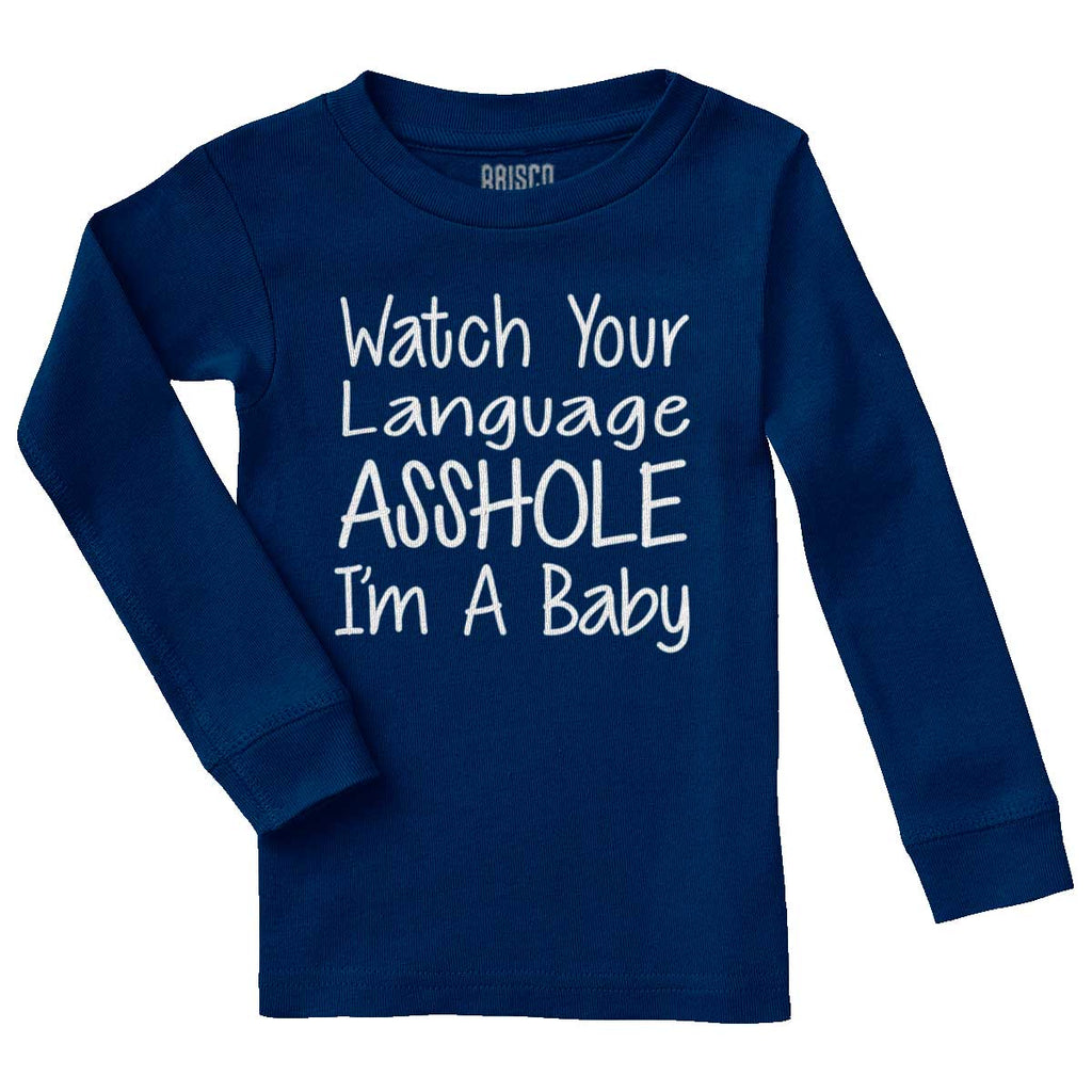 Watch The Language Solid Baby Pajama Top-Direct To Garment Print-Brisco Baby