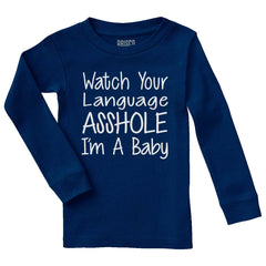 Watch The Language Solid Baby Pajama Top-Direct To Garment Print-Brisco Baby