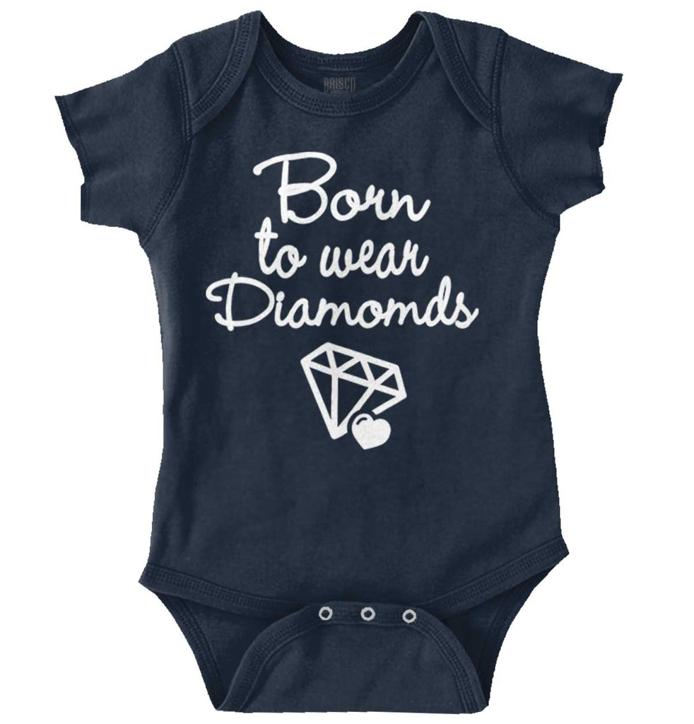 Born To Wear Diamond Romper Bodysuit-Direct To Garment Print-Brisco Baby