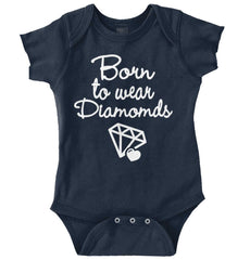 Born To Wear Diamond Romper Bodysuit-Direct To Garment Print-Brisco Baby