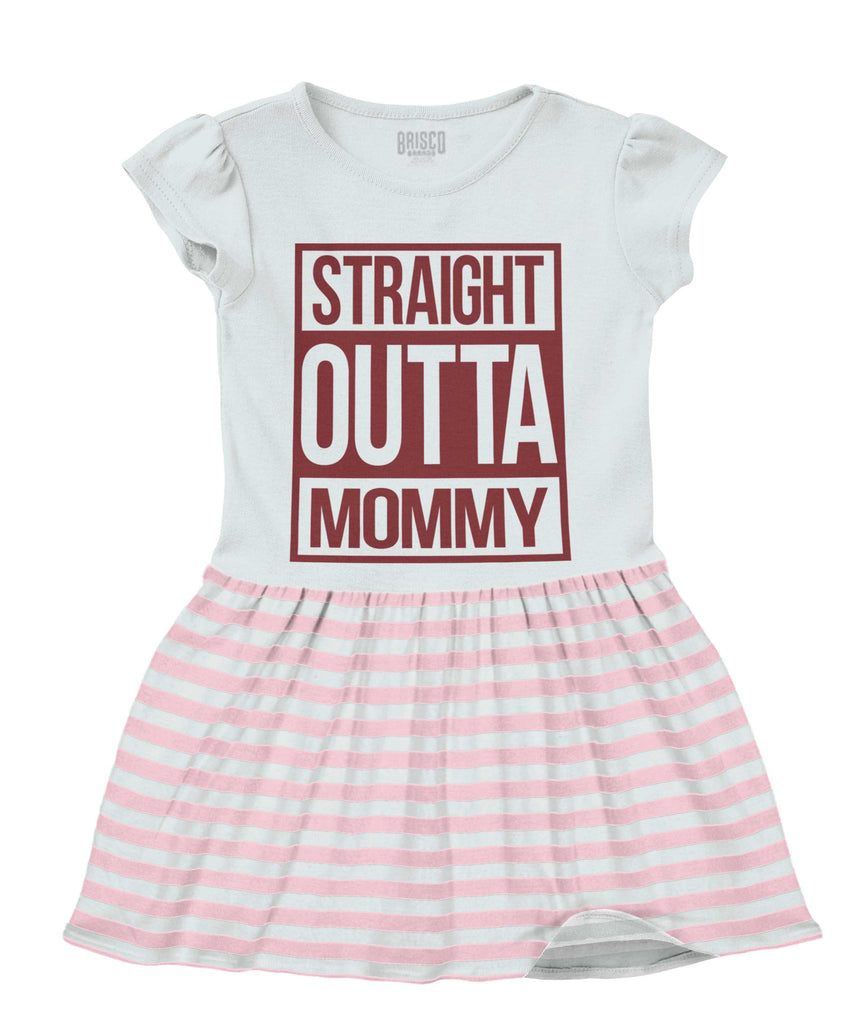 Straight Outta Mommy Baby Striped Skirt Dress-Direct To Garment Print-Brisco Baby