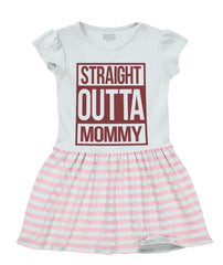Straight Outta Mommy Baby Striped Skirt Dress-Direct To Garment Print-Brisco Baby