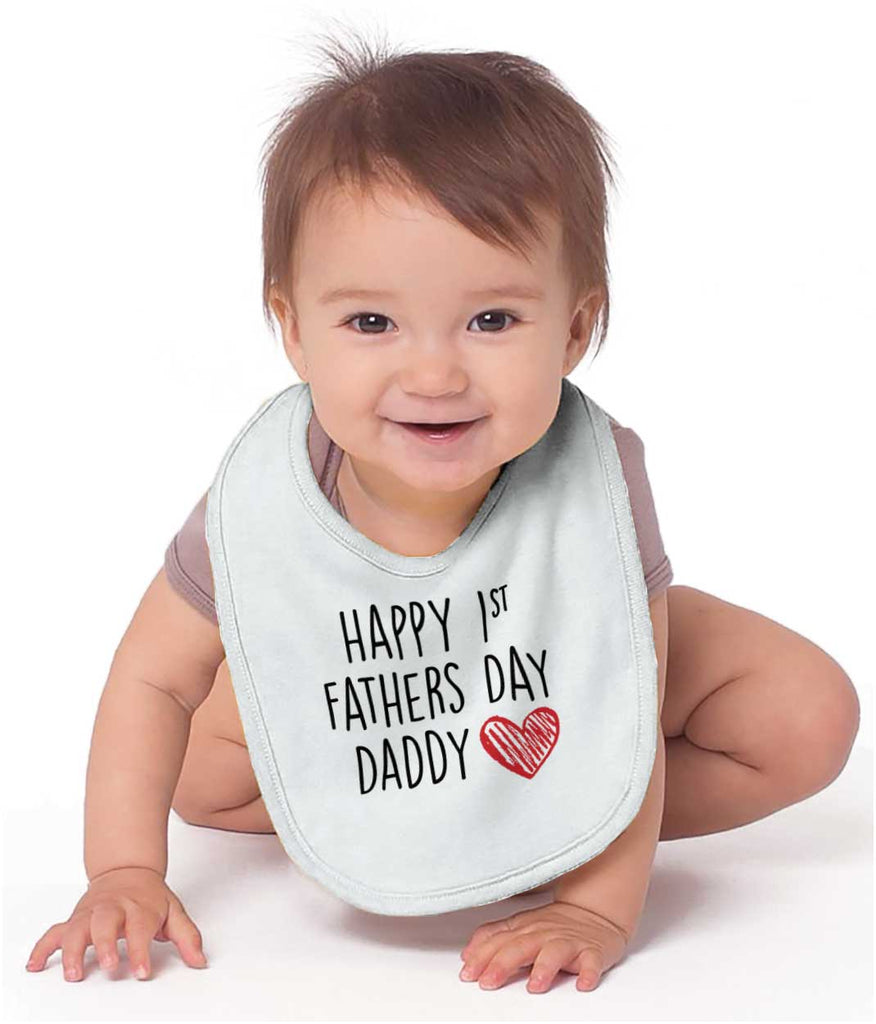 Happy 1st Father's Day Infant Baby Bib-Direct To Garment Print-Brisco Baby