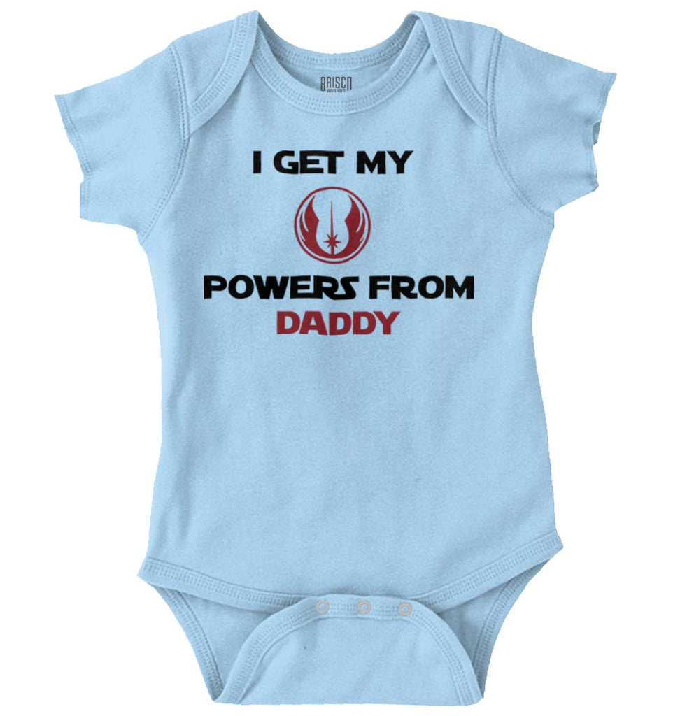 Powers From Daddy Romper Bodysuit-Direct To Garment Print-Brisco Baby