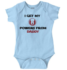 Powers From Daddy Romper Bodysuit-Direct To Garment Print-Brisco Baby