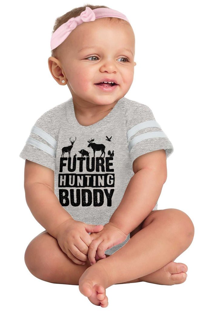 Future Deer Hunting Bud Football Romper Bodysuit-Direct To Garment Print-Brisco Baby