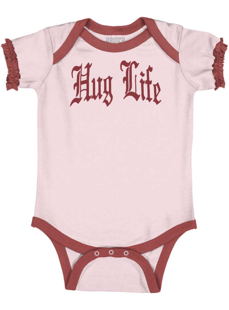 Hug Life Baby Ruffled Trim Romper-Direct To Garment Print-Brisco Baby